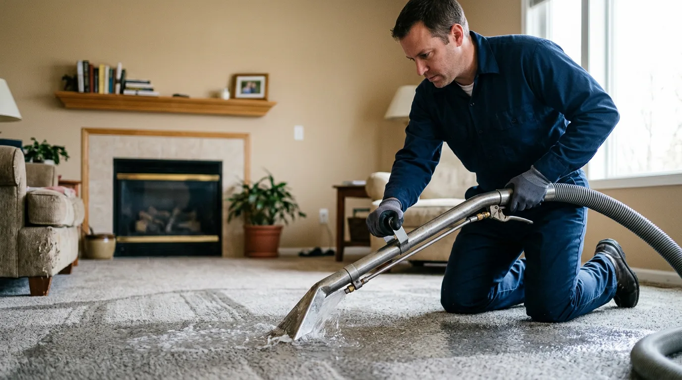 Water damage restoration technician working near Plano, TX